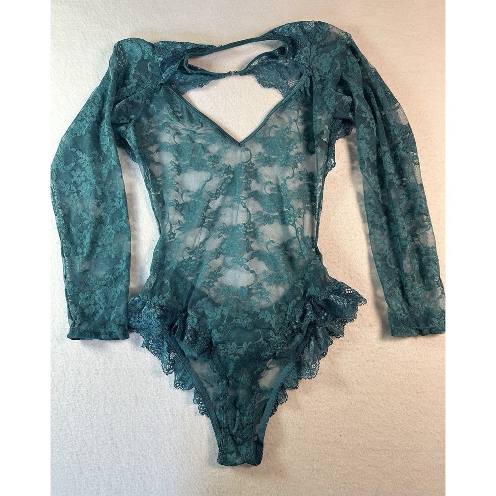 Elegant Moments Women's Lace Teal Intimate A Size Medium